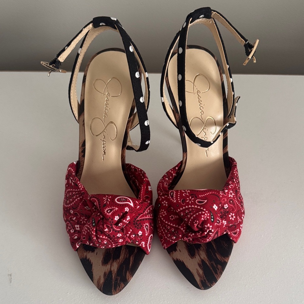 Neveny Red Muse Print Multi High Heel Sandals 
Jessica Simpson